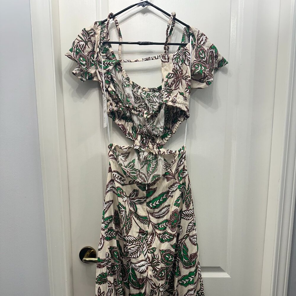 Zara Cut out Linen Dress BNWT Size M Anthropologie Free People